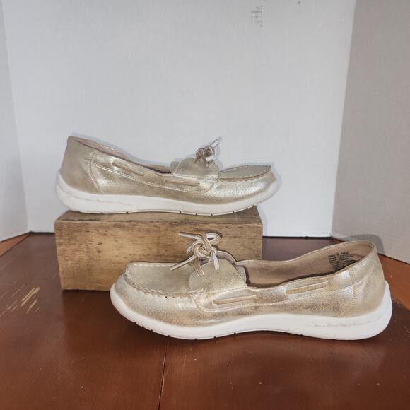 Croft and Barrow with Ortholite Comfort Boat Shoes Womens Size 9M Shimmery Gold - Picture 2 of 8